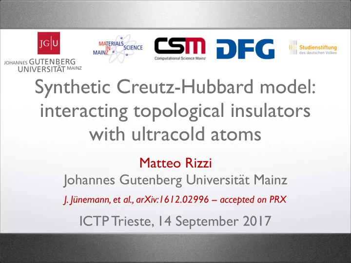 synthetic creutz hubbard model interacting topological