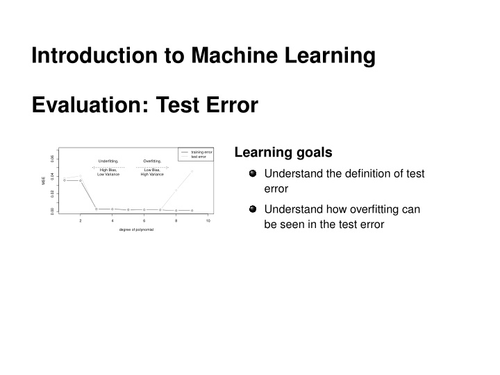 introduction to machine learning evaluation test error