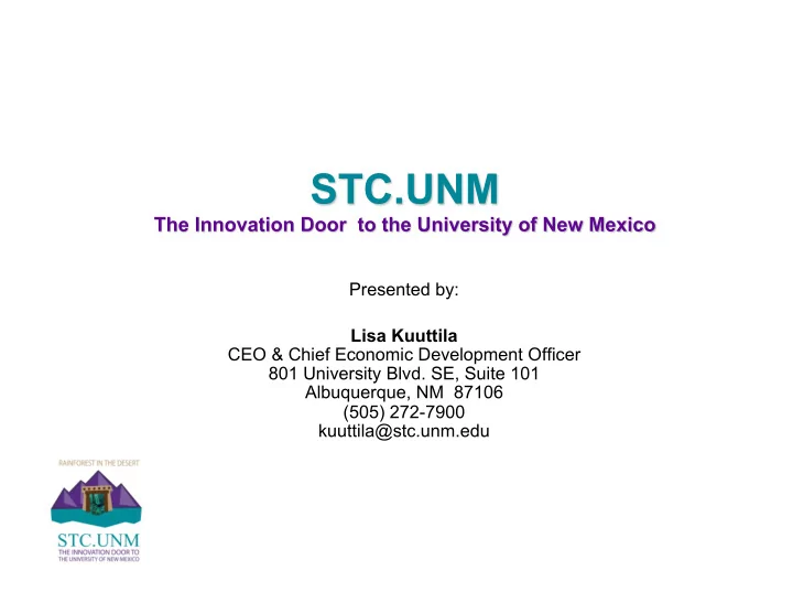 presented by lisa kuuttila ceo amp chief economic