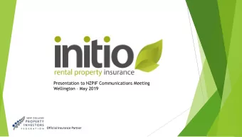 Presentation to NZPIF Communications Meeting Wellington  May 2019  Official Insurance Partner