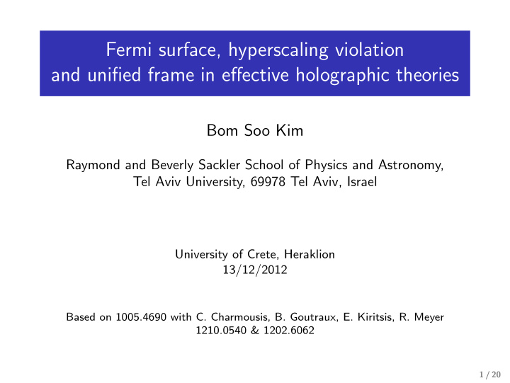 fermi surface hyperscaling violation and unified frame in