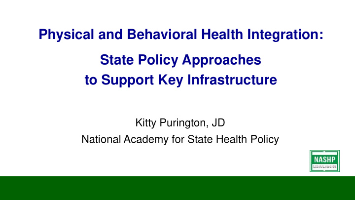 physical and behavioral health integration state policy