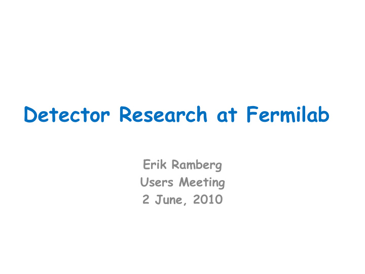 detector research at fermilab