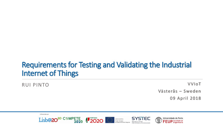 requirements for testing and validating the industrial