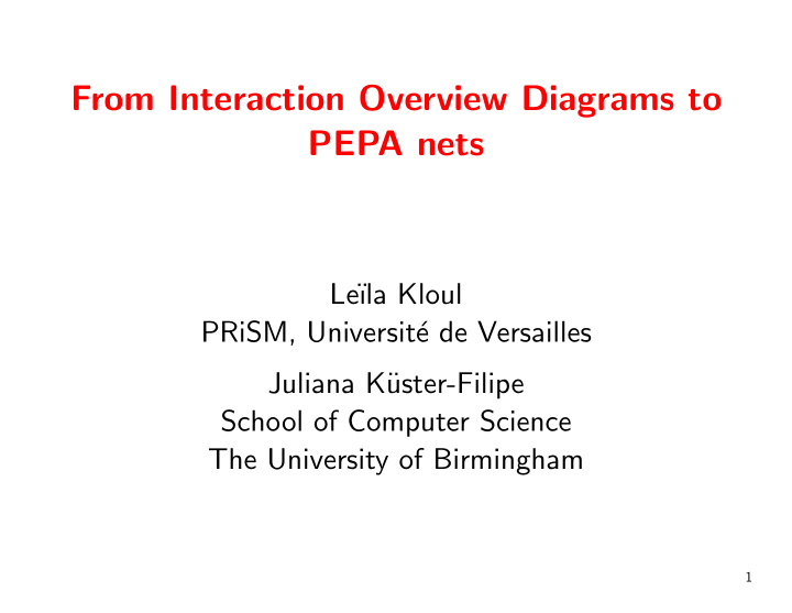 from interaction overview diagrams to pepa nets