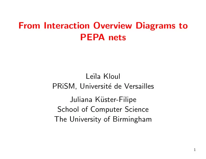 from interaction overview diagrams to pepa nets