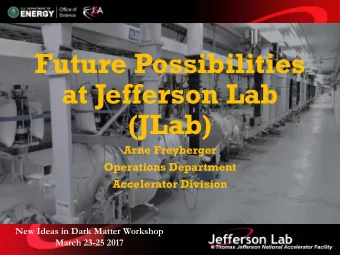 Future Possibilities  at Jefferson Lab  (JLab)  Arne Freyberger  Operations Department  Accelerator