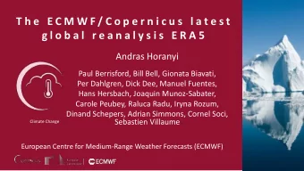 T h e  E C M W F / C o p e r n i c u s l a t e s t  g l o b a l r e a n a l y s i s E R A 5  Andras