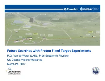 Future Searches with Proton Fixed Target Experiments  R.G. Van de Water (LANL, P-25 Subatomic