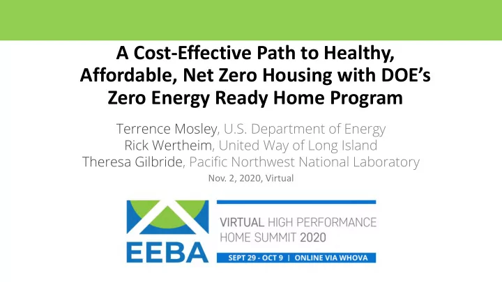 a cost effective path to healthy affordable net zero