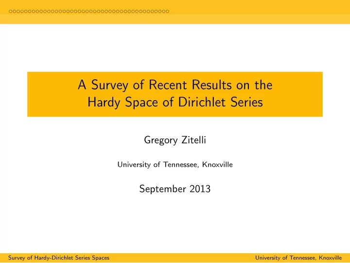 a survey of recent results on the hardy space of