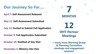 7  Our Journey So Far.  April 3: Self-Assessment Released  MONTHS  May 15: Self-Assessment