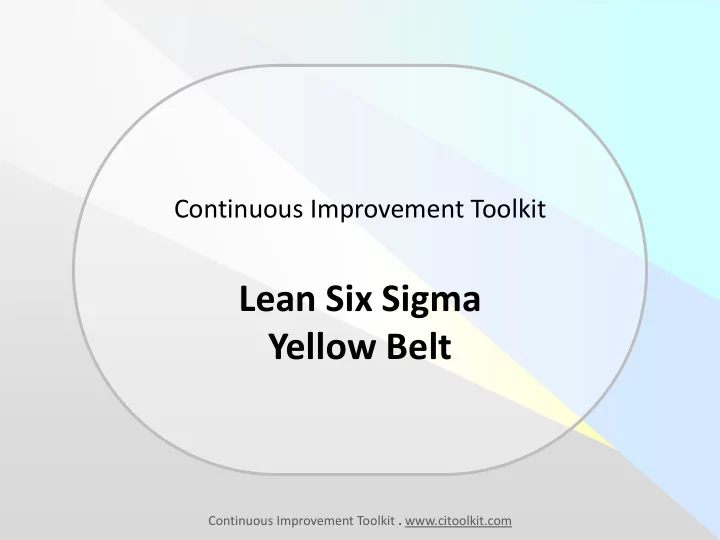 lean six sigma yellow belt