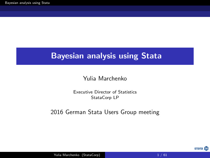bayesian analysis using stata