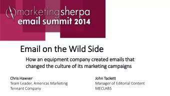 Email on the Wil  ild Sid  ide  How an  an equip  ipment company cr  created emails  ils th  that