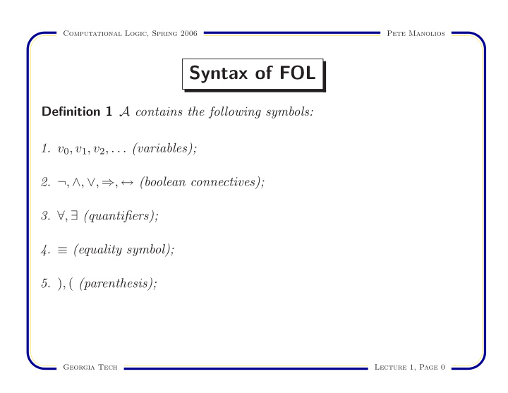 syntax of fol