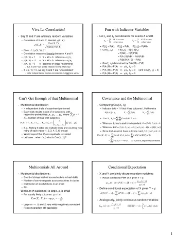 1  Rolling Dice  Hyper for the Hypergeometric  Roll two 6-sided dice D 1 and D 2  X and Y are