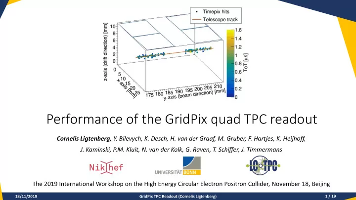performance of the gridpix quad tpc readout