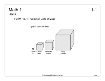 Math 1  1-1  Units  FERM Fig. 1.1 Common Units of Mass  Professional Publications, Inc.  FERC  Math