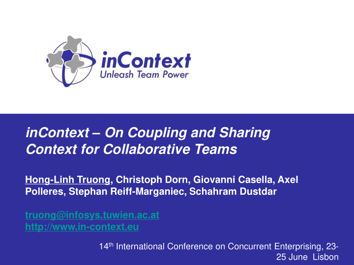 incontext on coupling and sharing context for