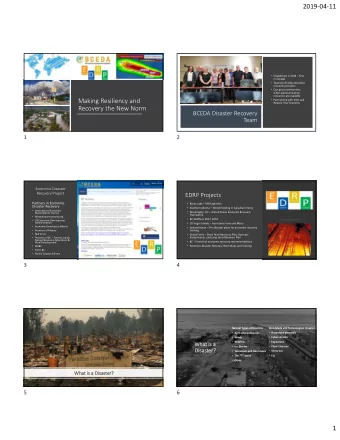 Making Resiliency and  Partnership with IEDC and  Restore Your Economy  Recovery the New Norm