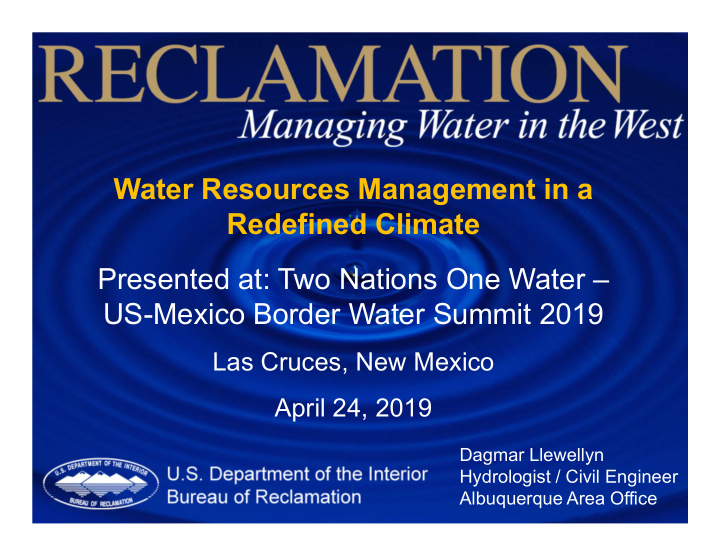 water resources management in a redefined climate
