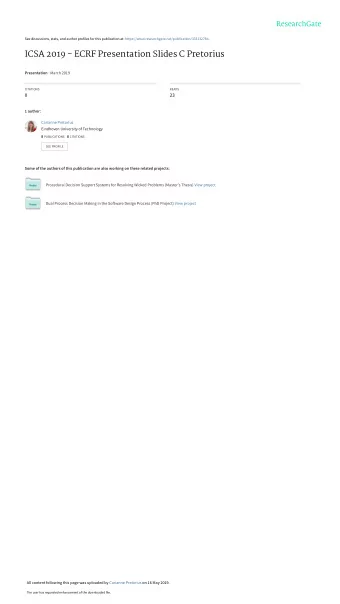 ICSA 2019 - ECRF Presentation Slides C Pretorius Presentation  March 2019  CITATIONS  READS  0
