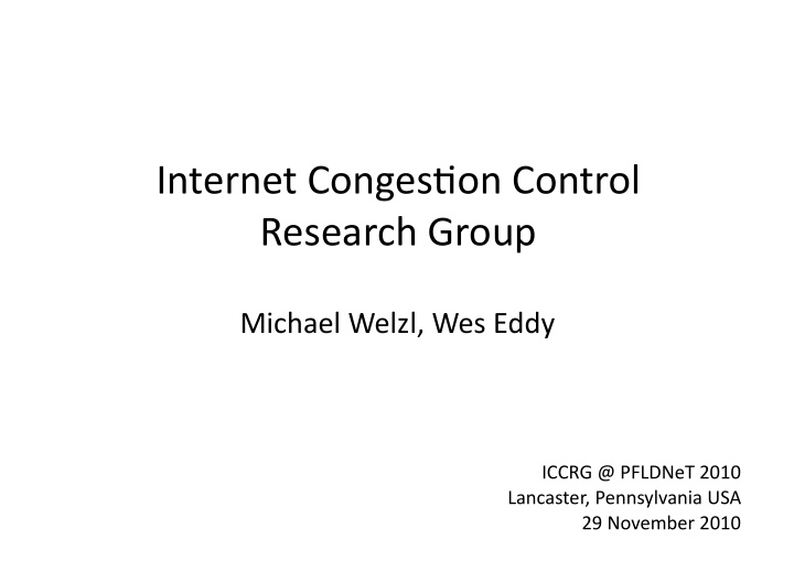internet conges on control research group