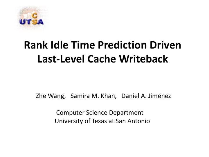 rank idle time prediction driven