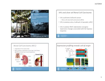 VHL and clear cell Renal Cell Carcinoma Gene expression profiles in renal cell  VHL syndrome