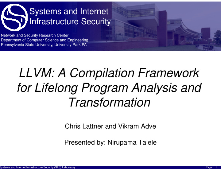 llvm a compila ilation framework for lifelong progr for