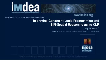 Improving Constraint Logic Programming and  BIM-Spatial Reasoning using CLP n Arias 1 , 2