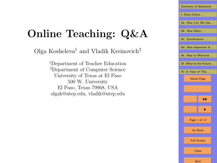 online teaching q a
