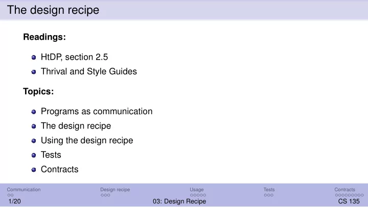 the design recipe