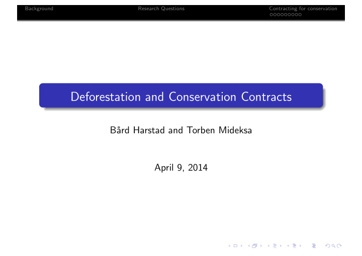 deforestation and conservation contracts