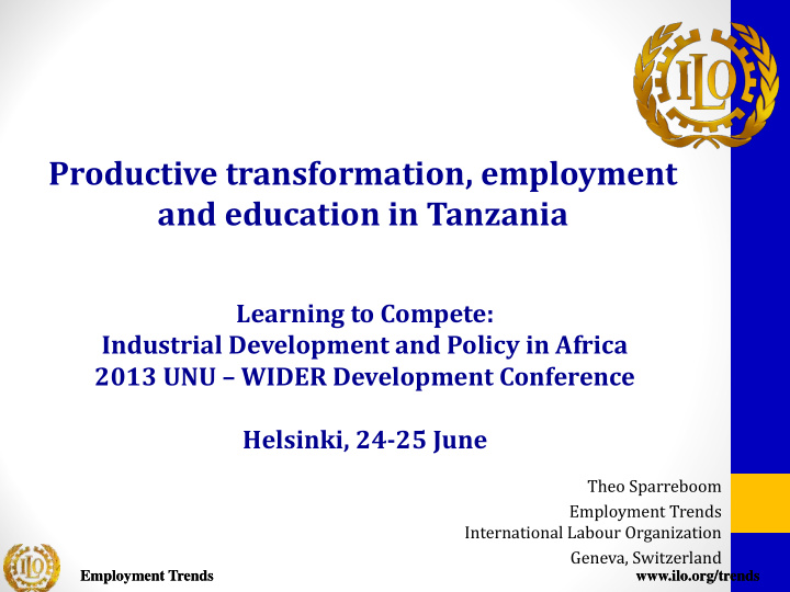 productive transformation employment and education in