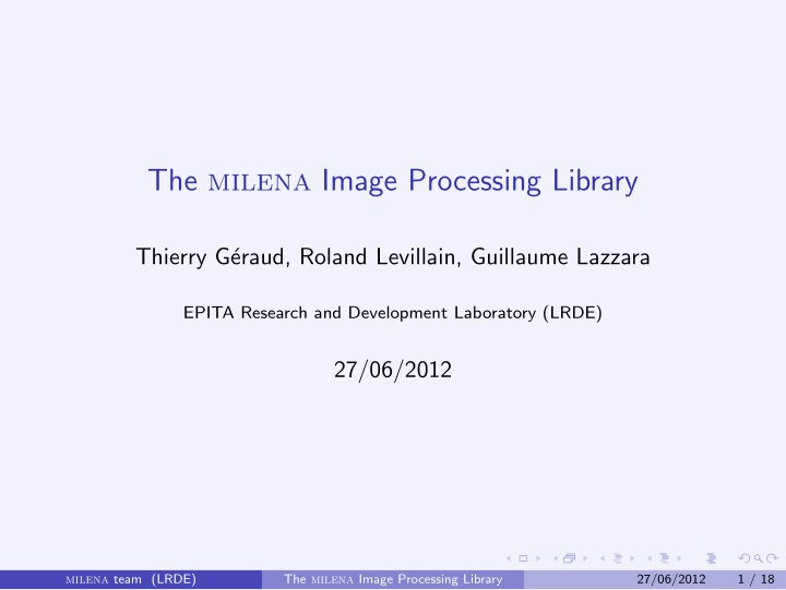 the milena image processing library