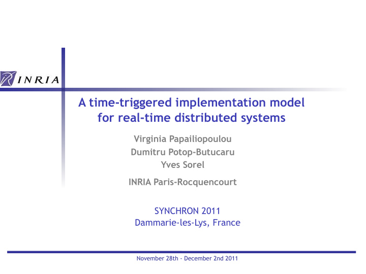a time triggered implementation model for real time