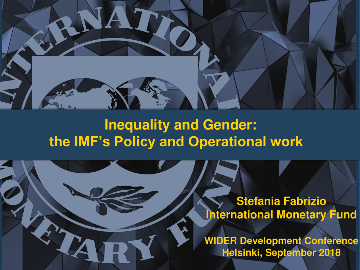 inequality and gender the imf s policy and operational