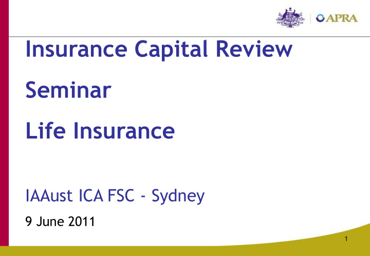 insurance capital review seminar life insurance