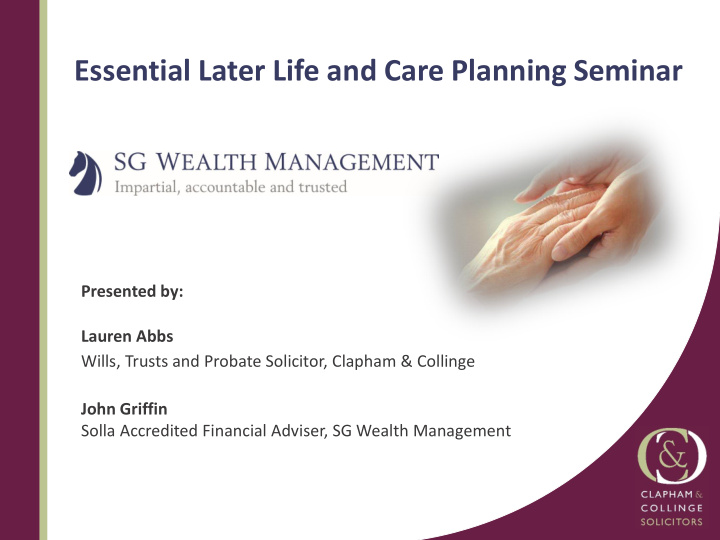 essential later life and care planning seminar