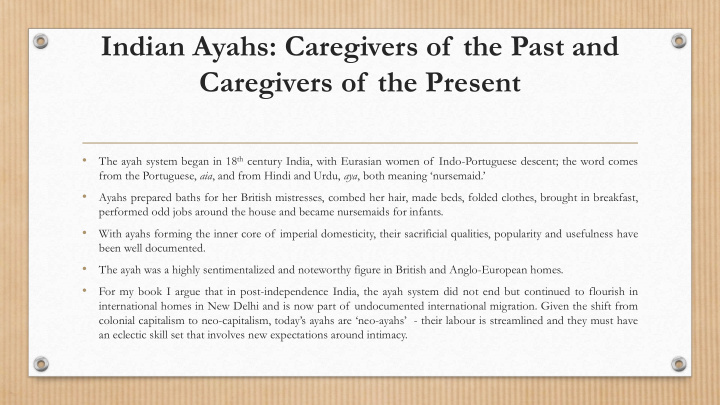 indian ayahs caregivers of the past and caregivers of the
