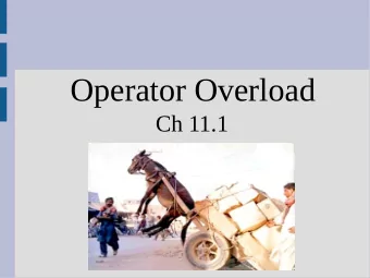 Operator Overload  Ch 11.1  Highlights  - operator overload  Basic point class  Suppose we wanted