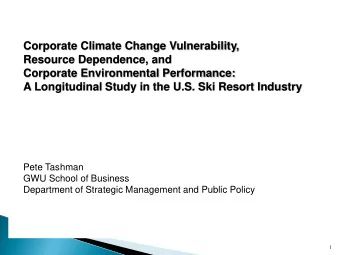 Corporate Environmental Performance: A Longitudinal Study in the U.S. Ski Resort Industry  Pete