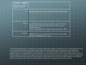 LA-UR-11-06021  Approved for public release;  distribution is unlimited.  Title:  ROLES FOR