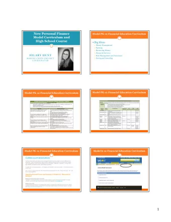 1    Model High School Personal Finance Course  Model High School Personal Finance Course