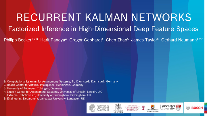 recurrent kalman networks