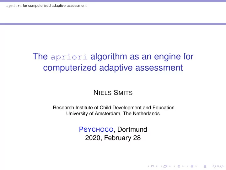the apriori algorithm as an engine for computerized