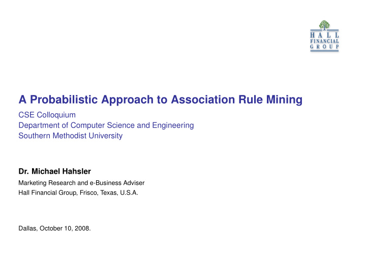 a probabilistic approach to association rule mining