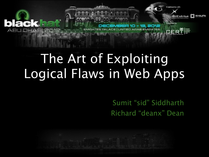 the art of exploiting logical flaws in web apps